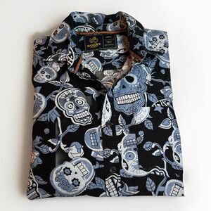 Rugby University Shirt Men’s M Skull All Over Print‎ Halloween Day Dead